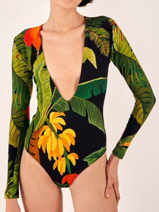 FARM Rio Tops - FARM Rio Cocoa Leaf Bodysuit Size S